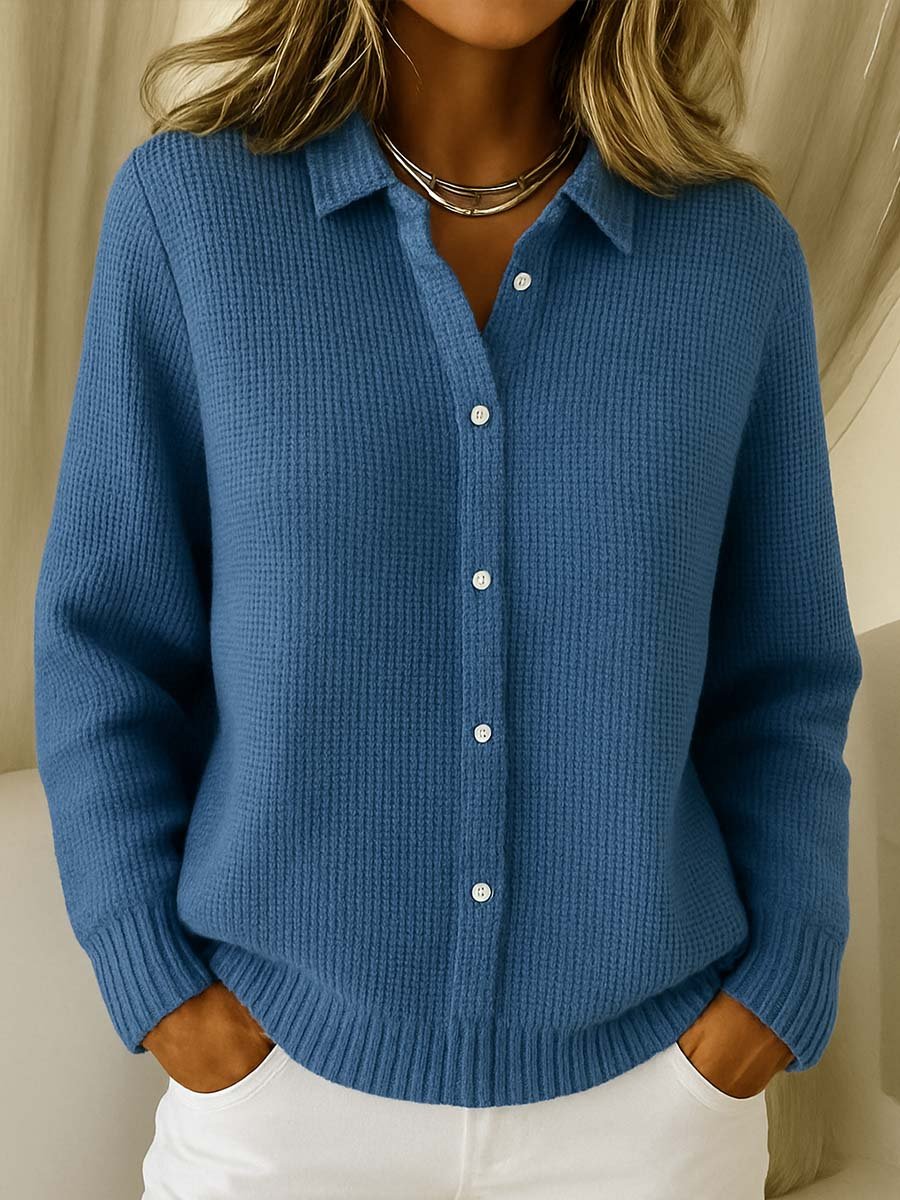 Women's Button-Up Collared Knit Cardigan Sweater
