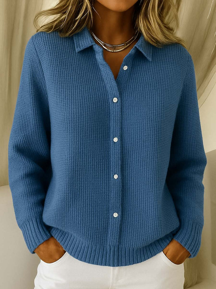 Women's Button-Up Collared Knit Cardigan Sweater