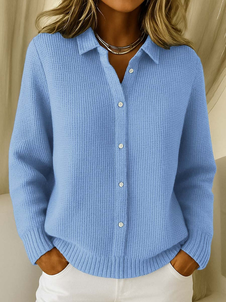 Women's Button-Up Collared Knit Cardigan Sweater