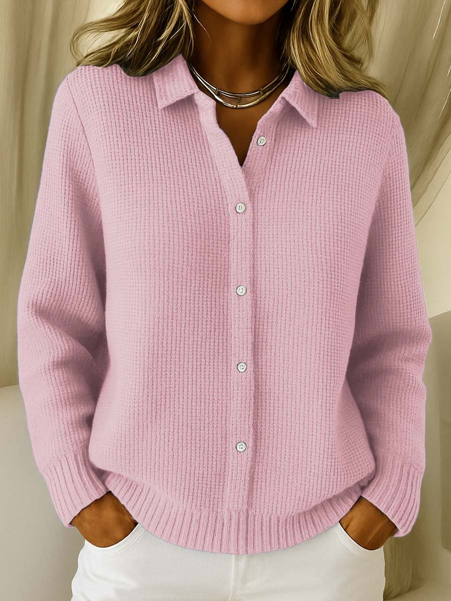 Women's Button-Up Collared Knit Cardigan Sweater