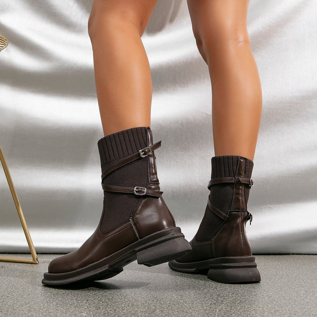 Women's Chelsea Knit-Cuff Wrap-Strap Ankle Boots