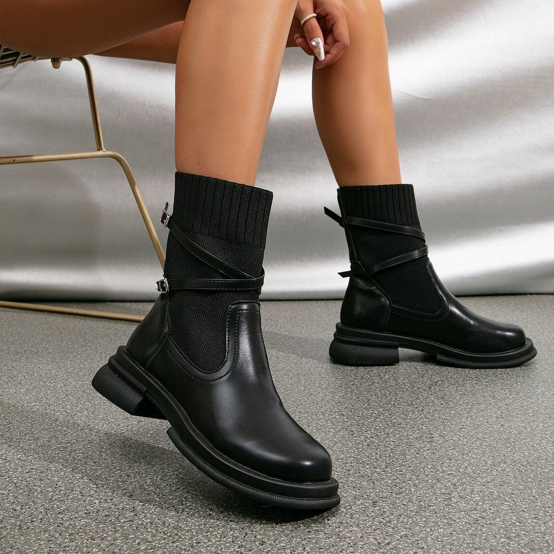 Women's Chelsea Knit-Cuff Wrap-Strap Ankle Boots