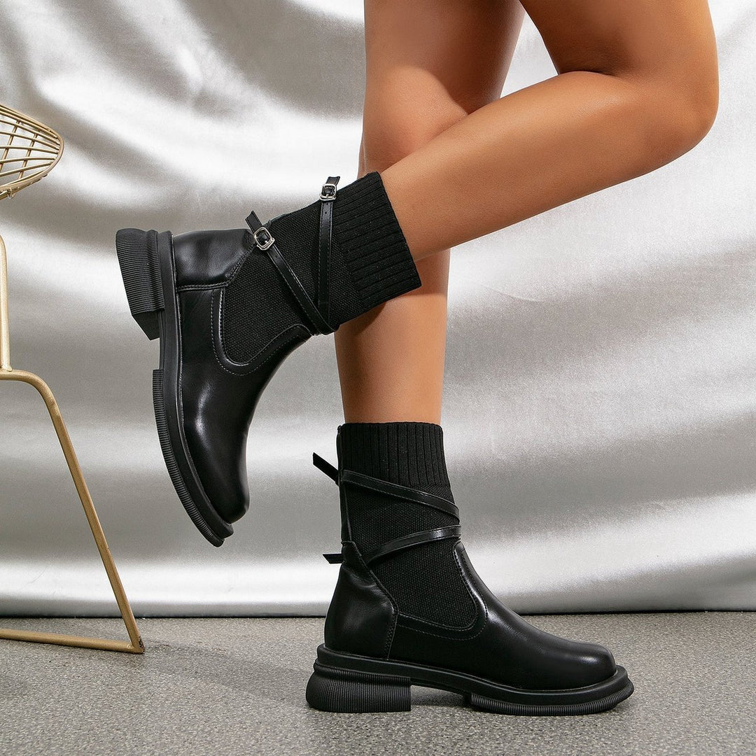 Women's Chelsea Knit-Cuff Wrap-Strap Ankle Boots