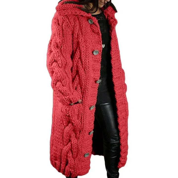 Women's Chunky Cable-Knit Button-Front Long Cardigan