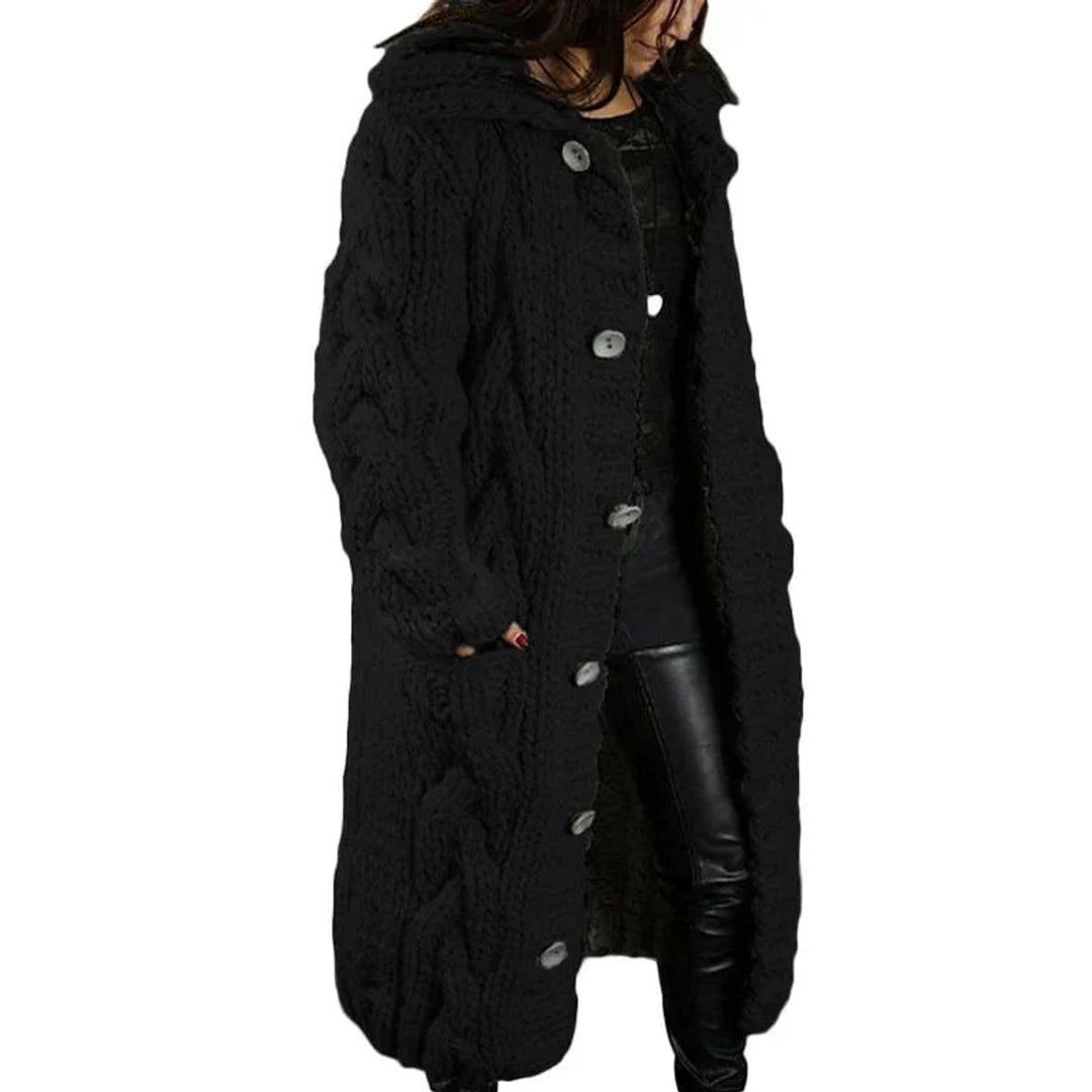 Women's Chunky Cable-Knit Button-Front Long Cardigan