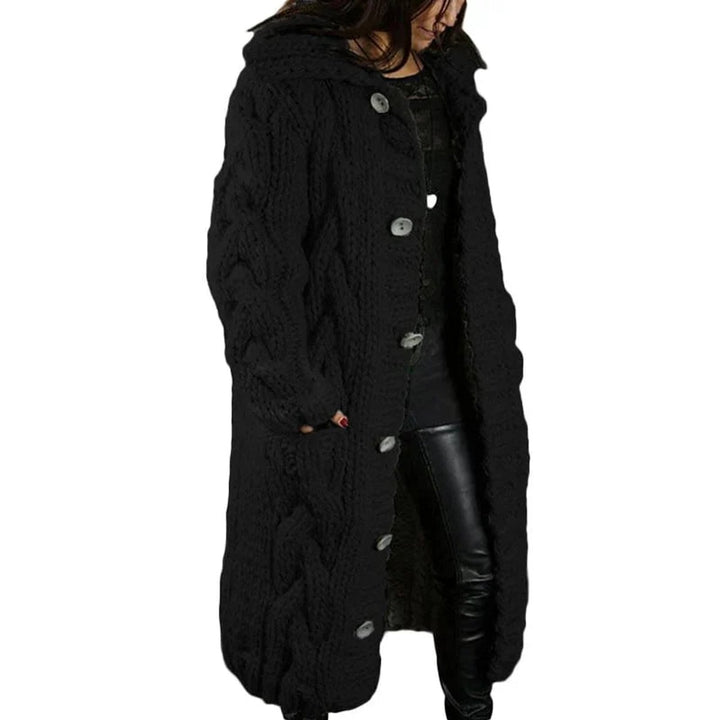 Women's Chunky Cable-Knit Button-Front Long Cardigan