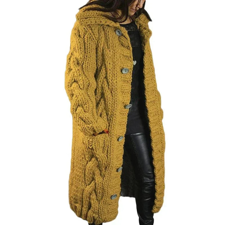 Women's Chunky Cable-Knit Button-Front Long Cardigan