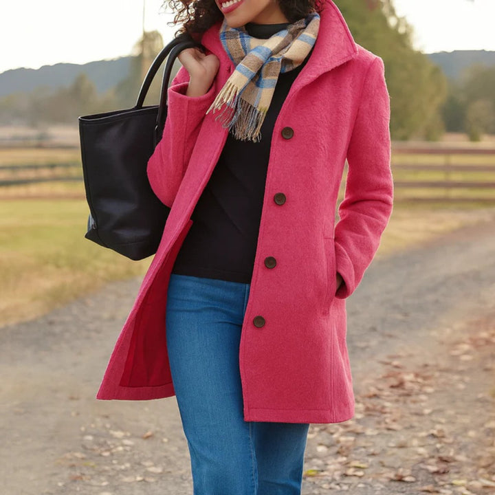 Women's Classic Button-Front Long Wool-Blend Winter Coat