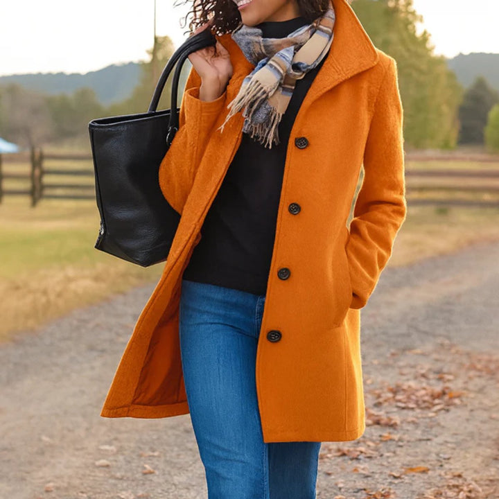 Women's Classic Button-Front Long Wool-Blend Winter Coat