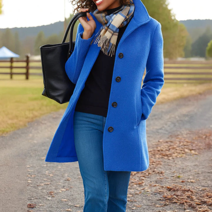 Women's Classic Button-Front Long Wool-Blend Winter Coat
