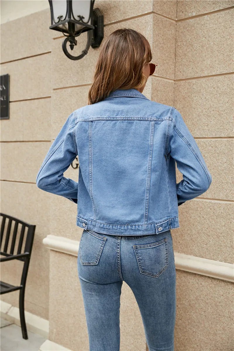 Women's Classic Cropped Light-Wash Denim Jacket
