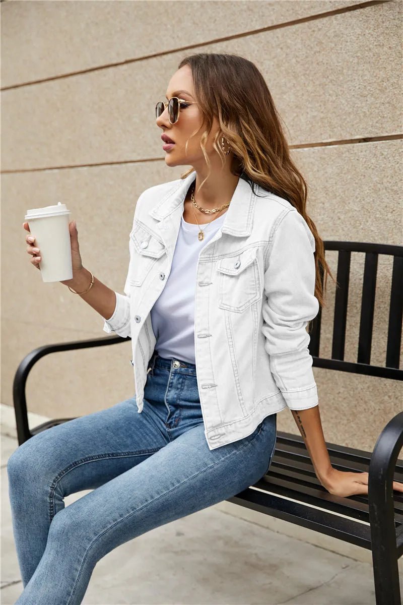 Women's Classic Cropped Light-Wash Denim Jacket