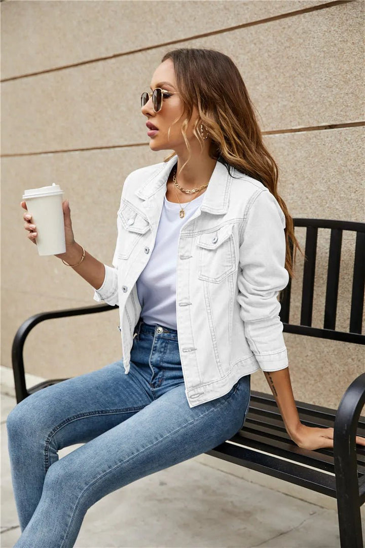 Women's Classic Cropped Light-Wash Denim Jacket