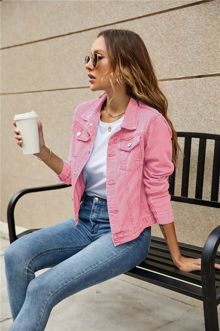Women's Classic Cropped Light-Wash Denim Jacket