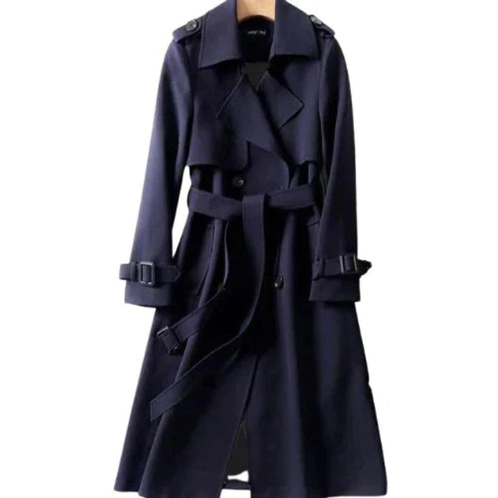 Women's Classic Double-Breasted Belted Long Trench Coat