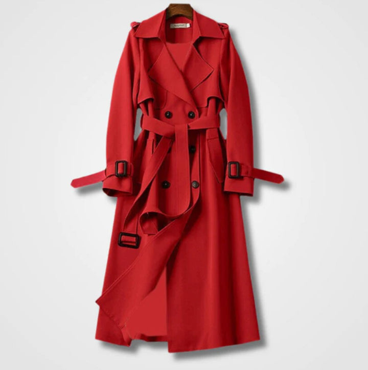 Women's Classic Double-Breasted Belted Long Trench Coat