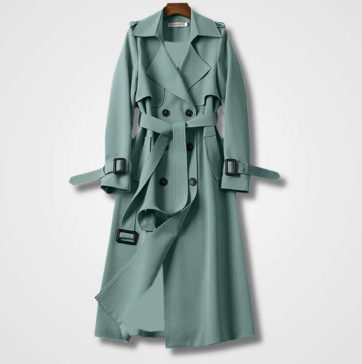 Women's Classic Double-Breasted Belted Long Trench Coat