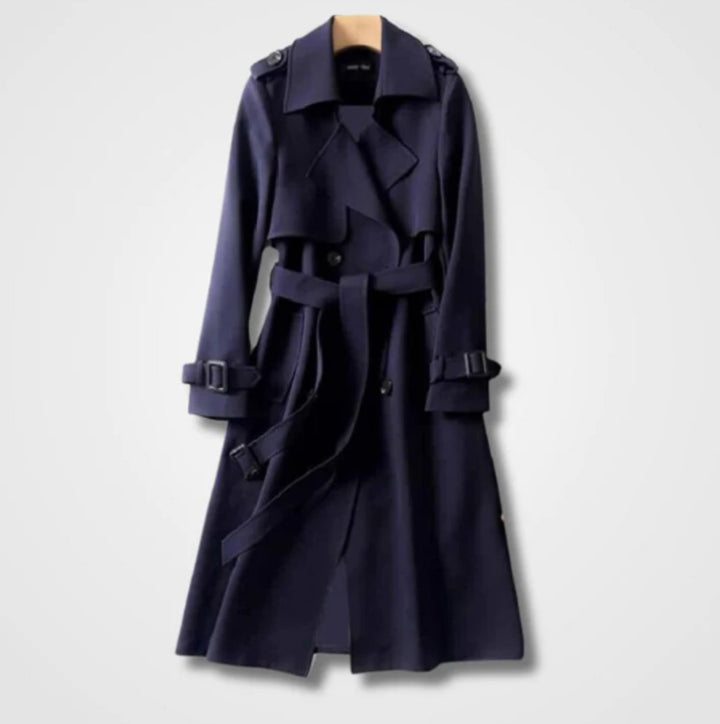 Women's Classic Double-Breasted Belted Long Trench Coat