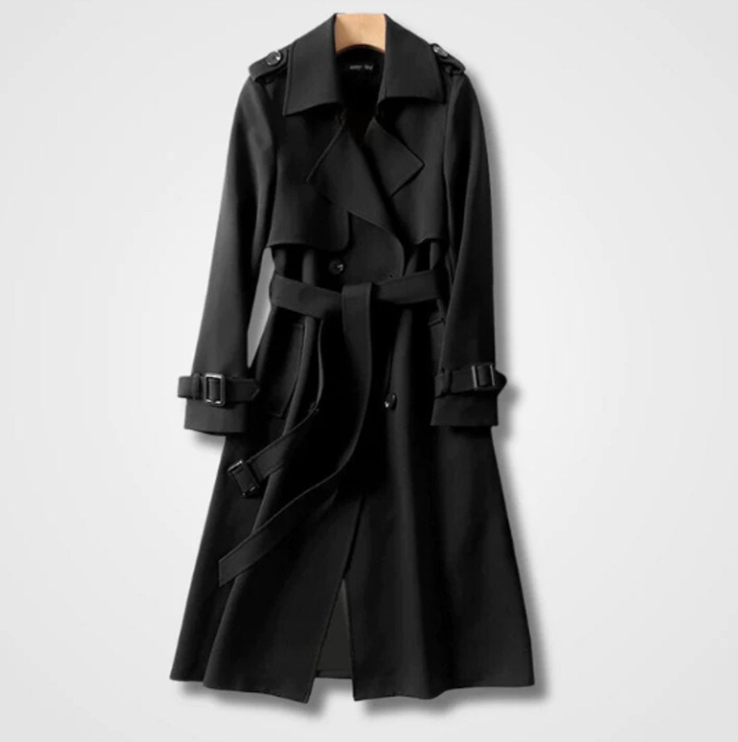 Women's Classic Double-Breasted Belted Long Trench Coat
