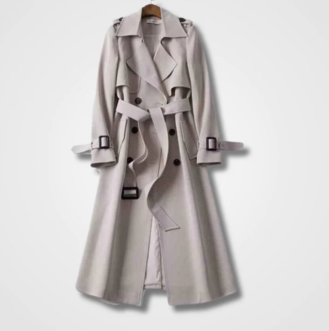 Women's Classic Double-Breasted Belted Long Trench Coat