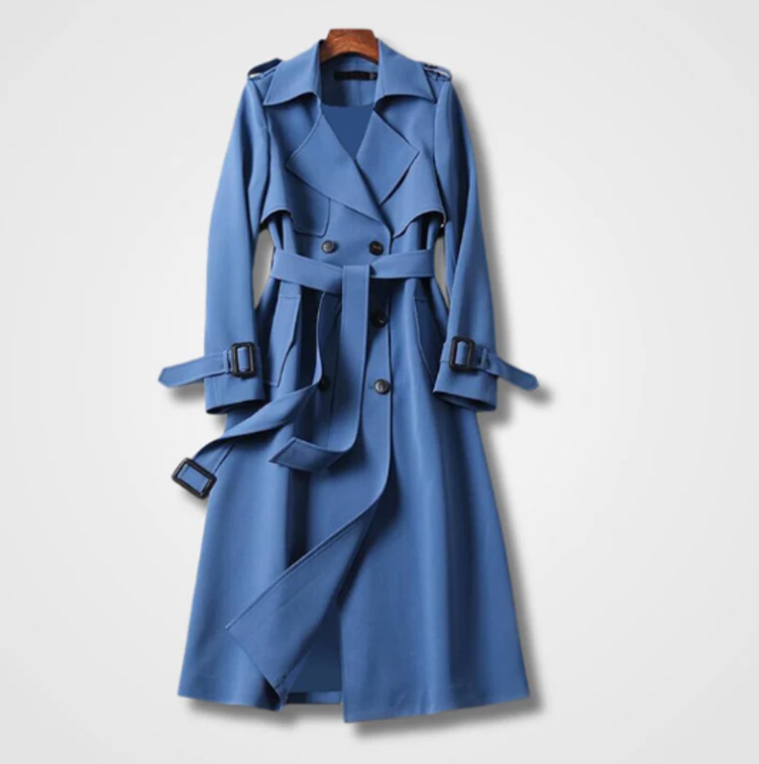 Women's Classic Double-Breasted Belted Long Trench Coat