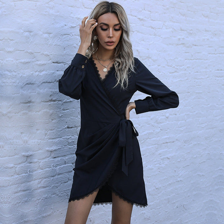 Women's Cold-Shoulder Long-Sleeve Glitter Fall Midi Dress