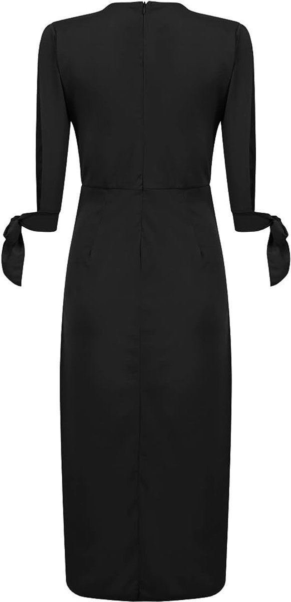 Women's Cold-Shoulder Long-Sleeve Glitter Fall Midi Dress