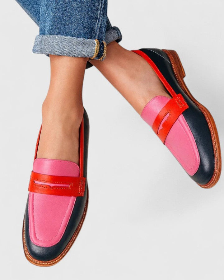 Women's Colorblock Round-Toe Slip-On Penny Loafers