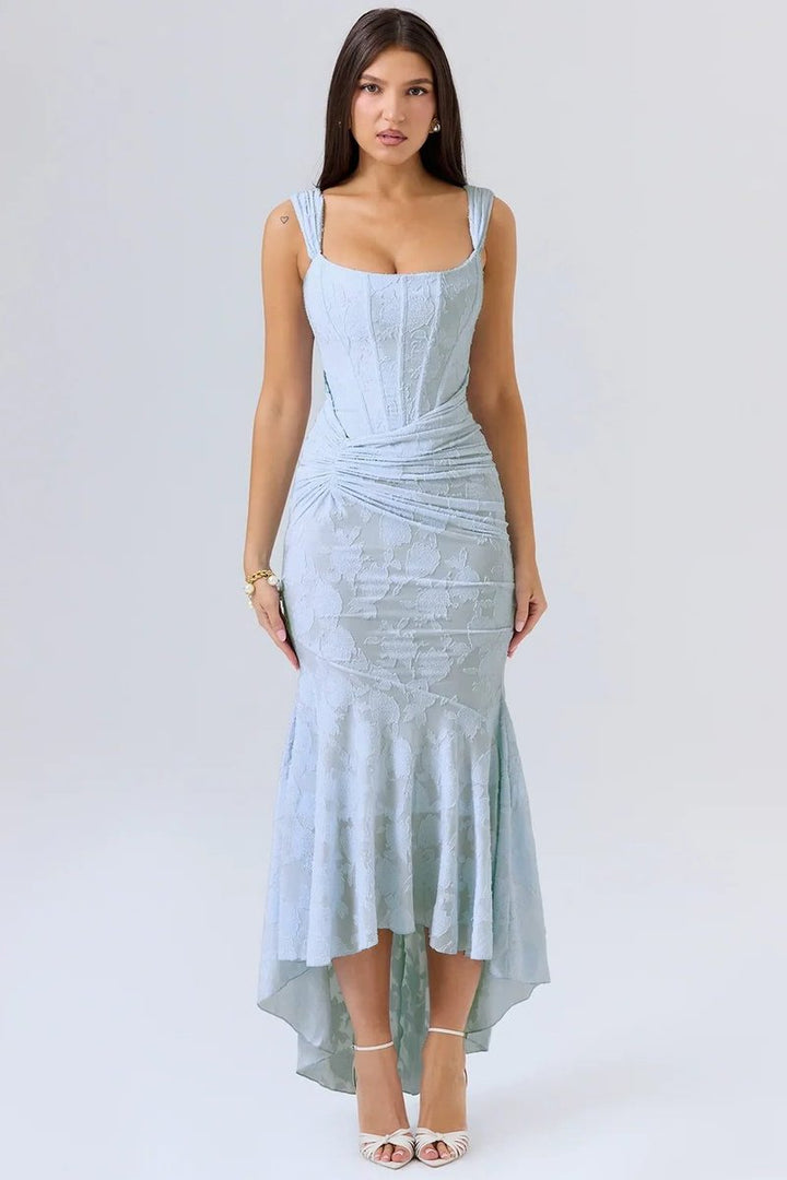 Women's Corset Bodice High-Low Mermaid Midi Formal Dress