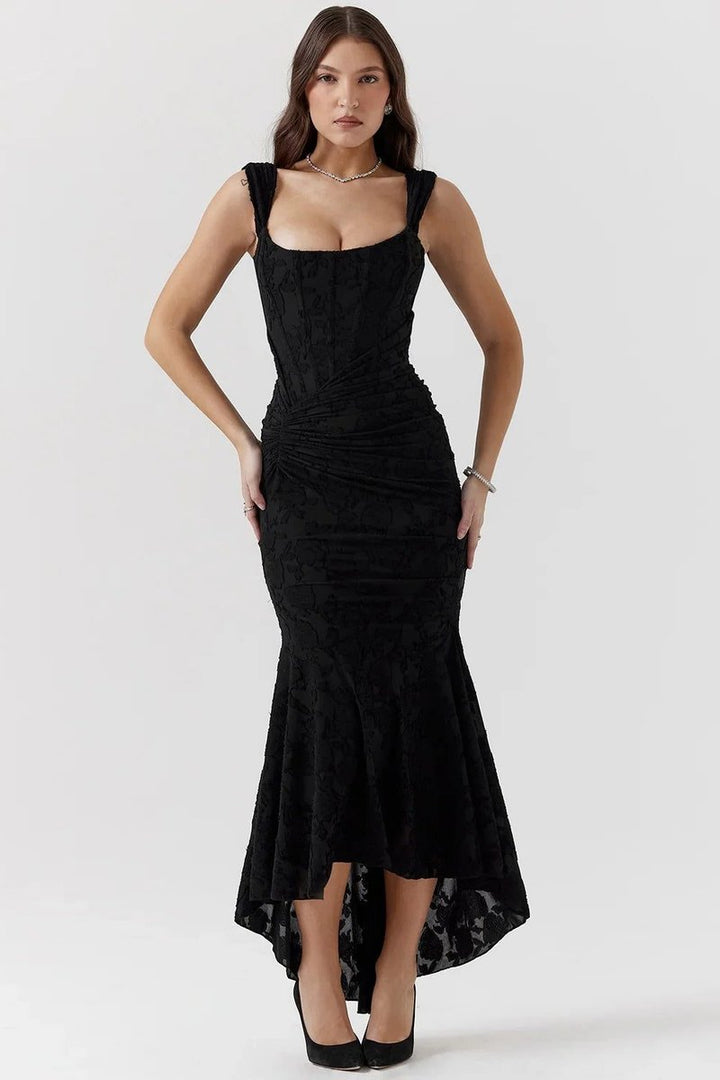 Women's Corset Bodice High-Low Mermaid Midi Formal Dress