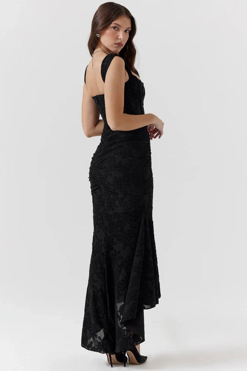 Women's Corset Bodice High-Low Mermaid Midi Formal Dress