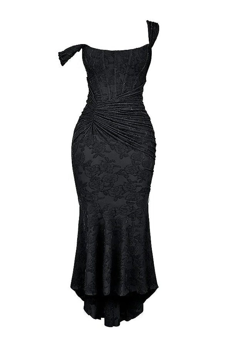 Women's Corset Bodice High-Low Mermaid Midi Formal Dress