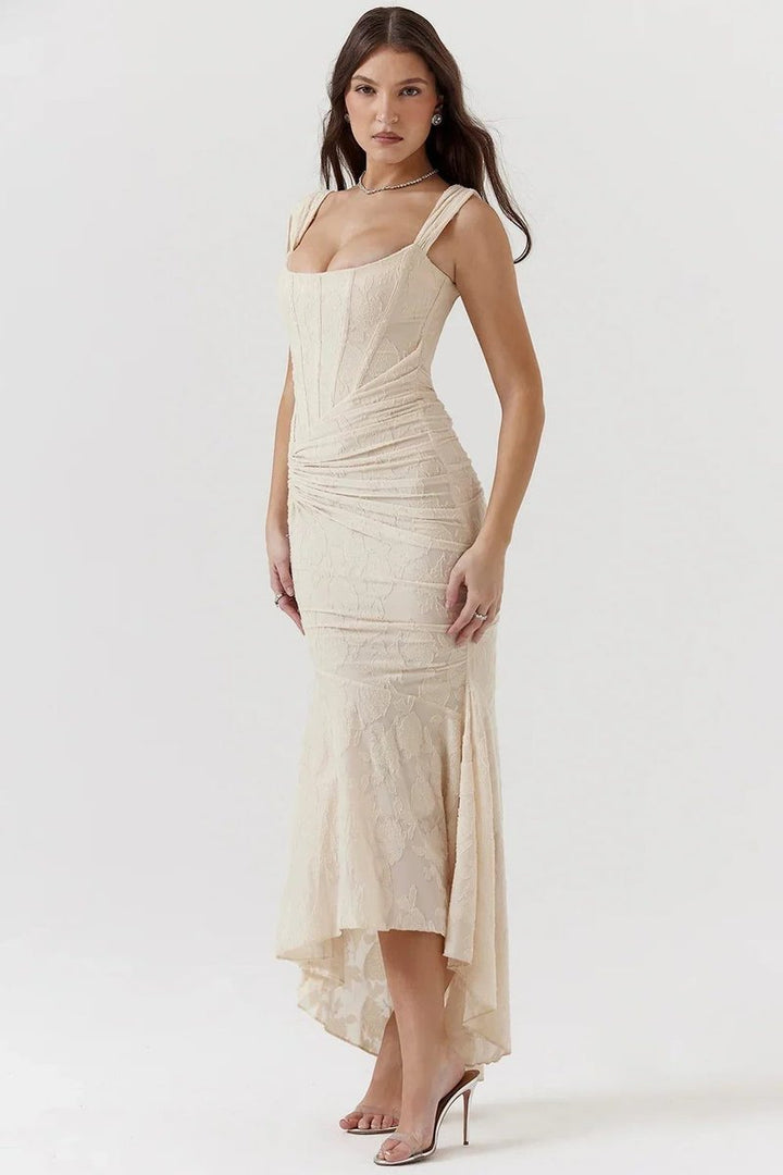 Women's Corset Bodice High-Low Mermaid Midi Formal Dress