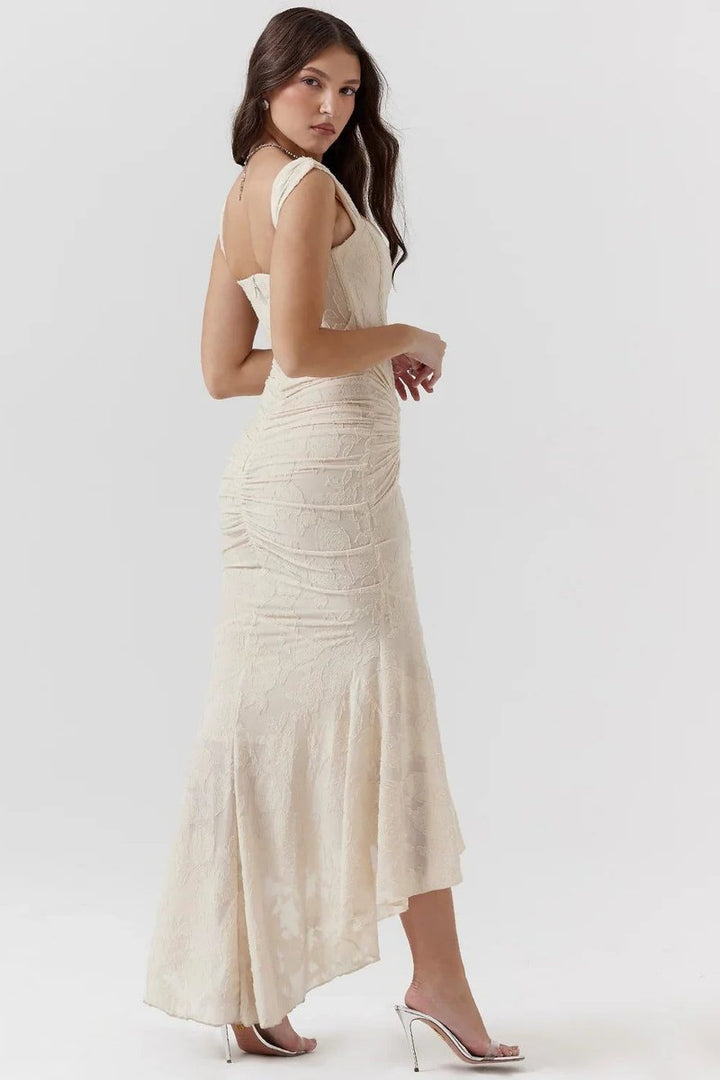 Women's Corset Bodice High-Low Mermaid Midi Formal Dress