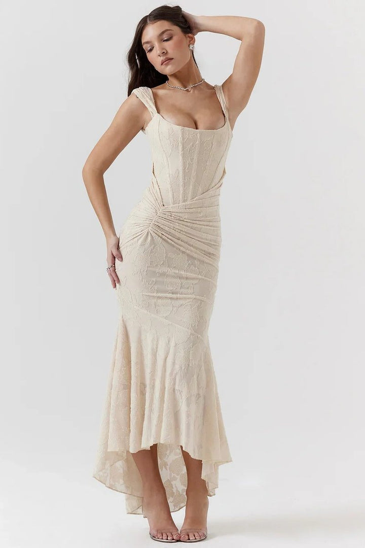 Women's Corset Bodice High-Low Mermaid Midi Formal Dress