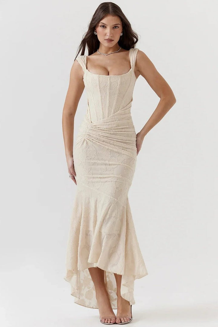 Women's Corset Bodice High-Low Mermaid Midi Formal Dress