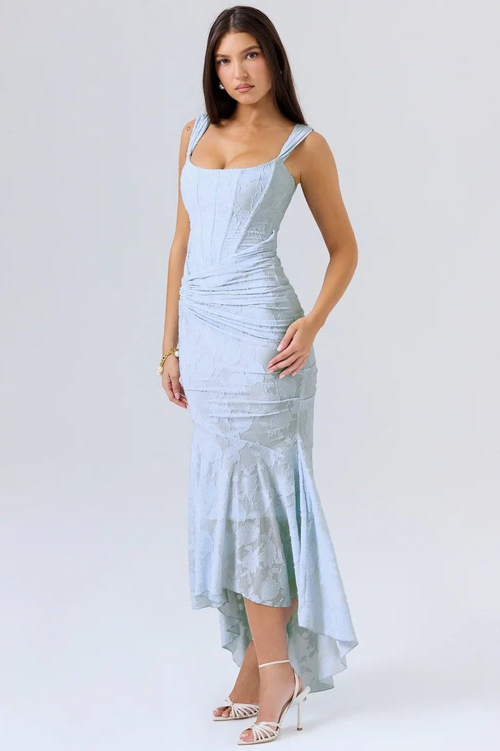 Women's Corset Bodice High-Low Mermaid Midi Formal Dress