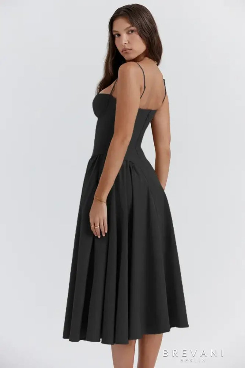 Women's Corset Bodice Sleeveless A-Line Fall Midi Dress