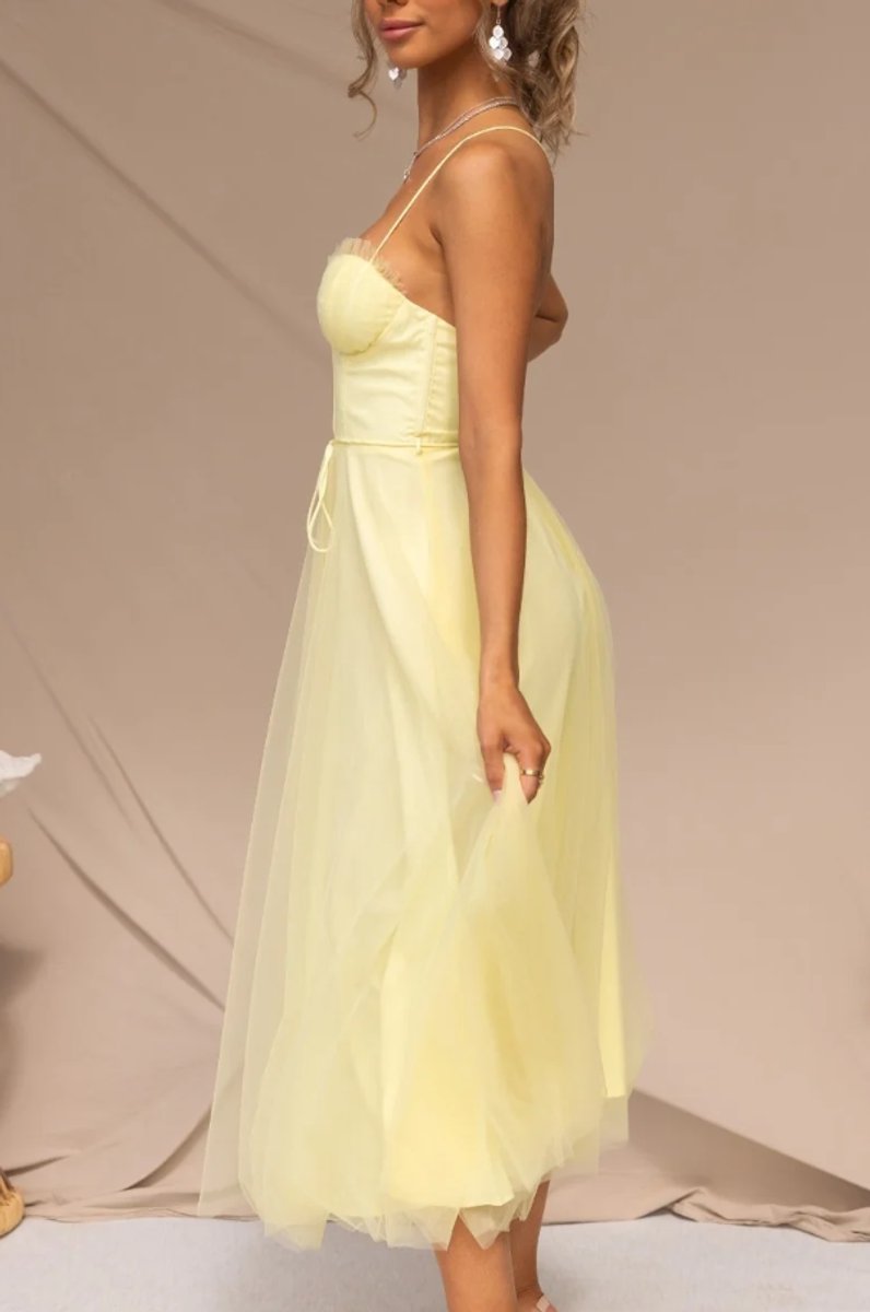 Women's Corset Bodice Tulle A-Line Fall Midi Dress