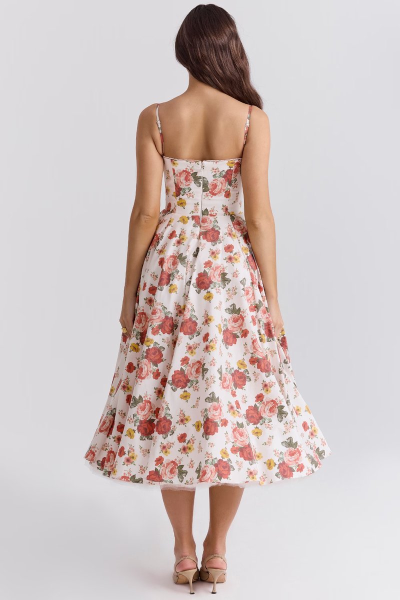 Women's Corset Bustier A-Line Fall Midi Dress Tulle Hem