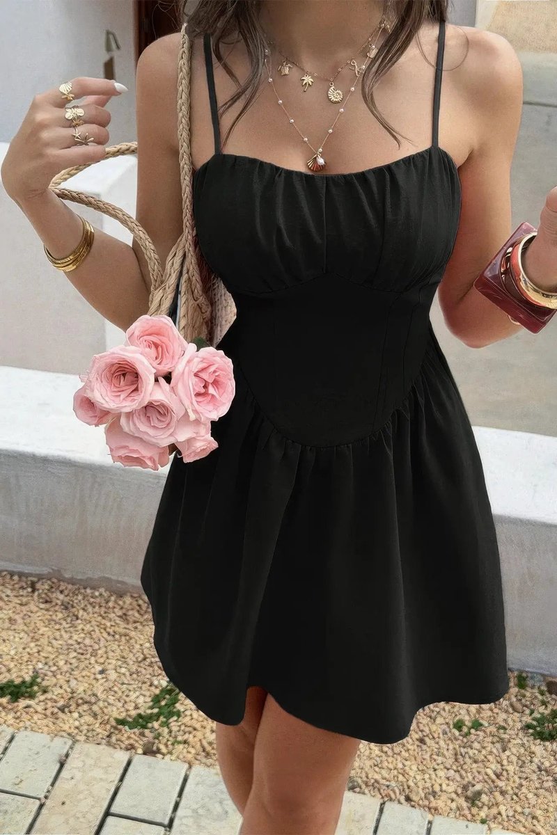 Women's Corset Spaghetti-Strap Fall Wedding Guest Dress Mini