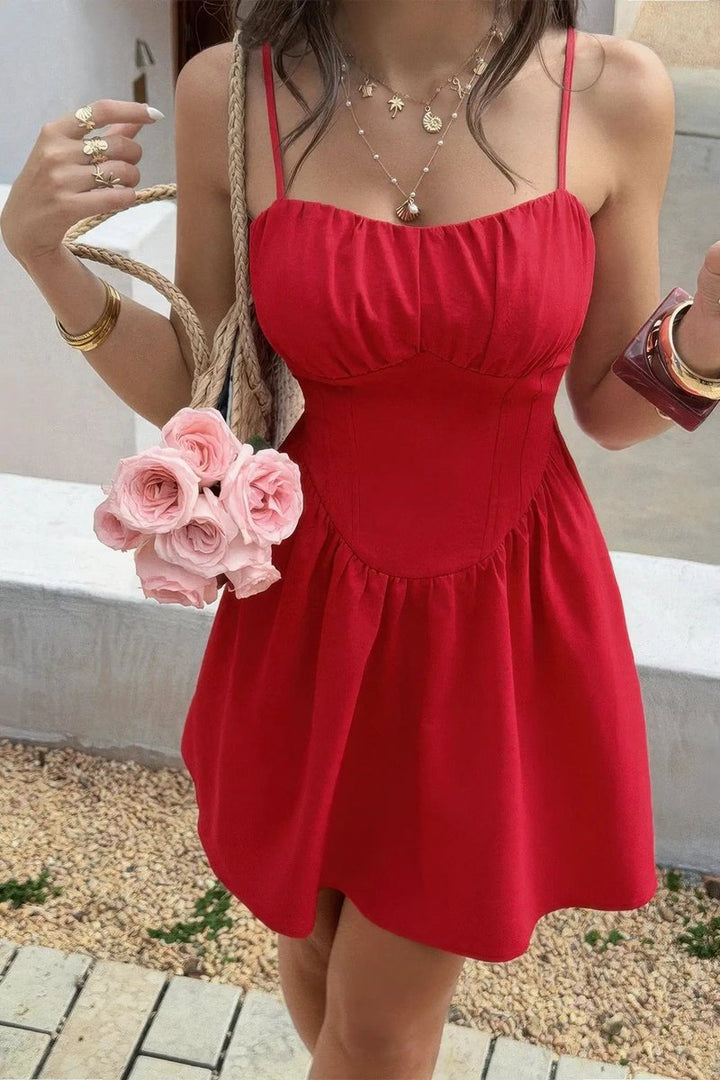 Women's Corset Spaghetti-Strap Fall Wedding Guest Dress Mini
