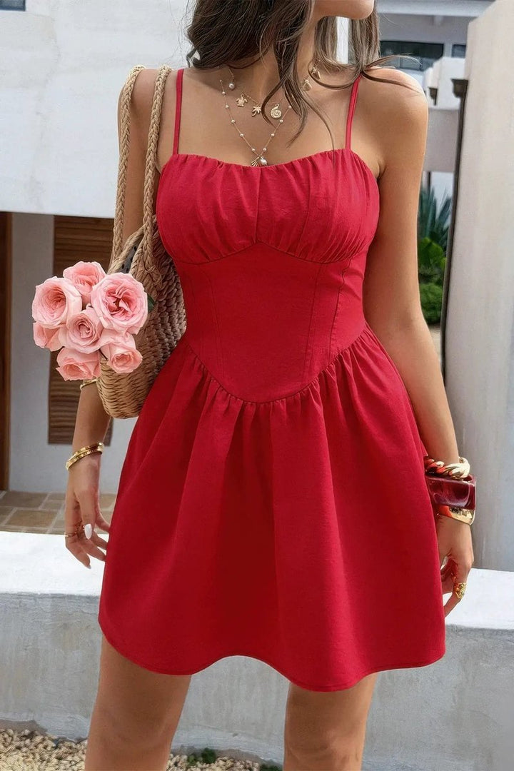 Women's Corset Spaghetti-Strap Fall Wedding Guest Dress Mini