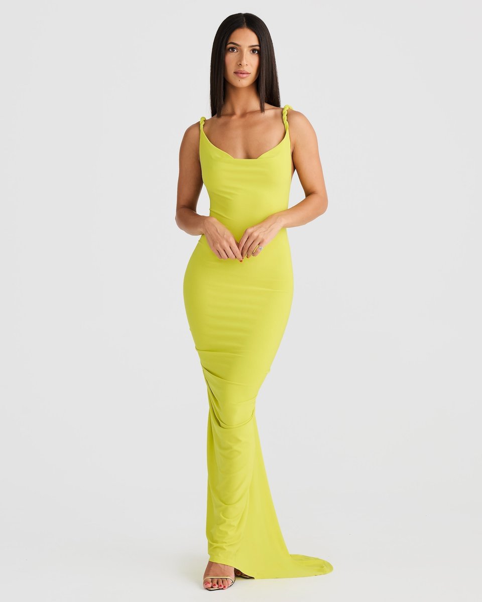 Women's Cowl-Neck Bodycon Fall Wedding Guest Dress Mermaid Maxi