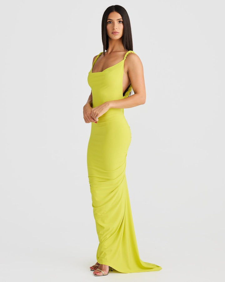 Women's Cowl-Neck Bodycon Fall Wedding Guest Dress Mermaid Maxi