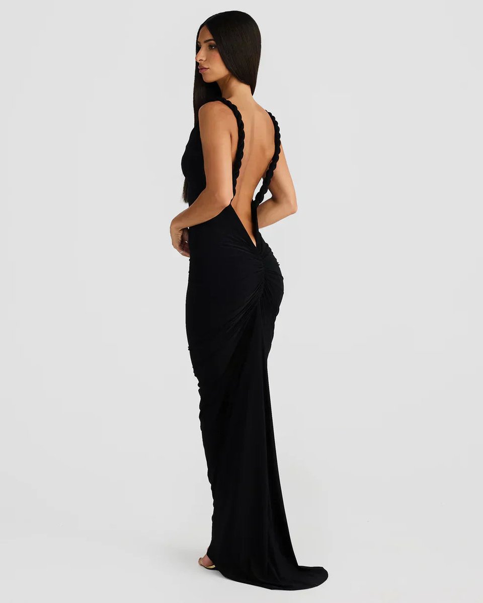 Women's Cowl-Neck Bodycon Fall Wedding Guest Dress Mermaid Maxi