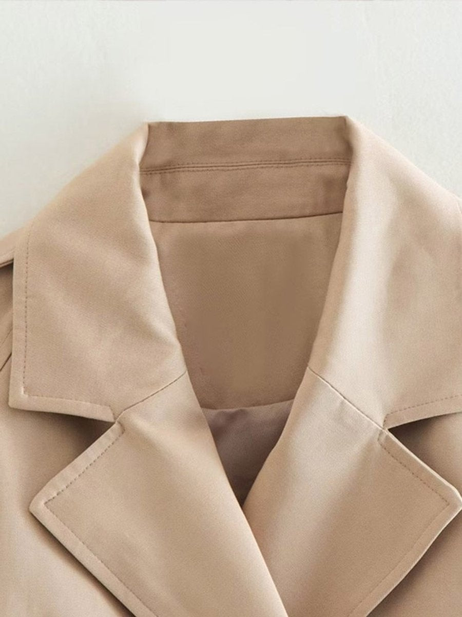Women's Cropped Double-Breasted Belted Trench Coat