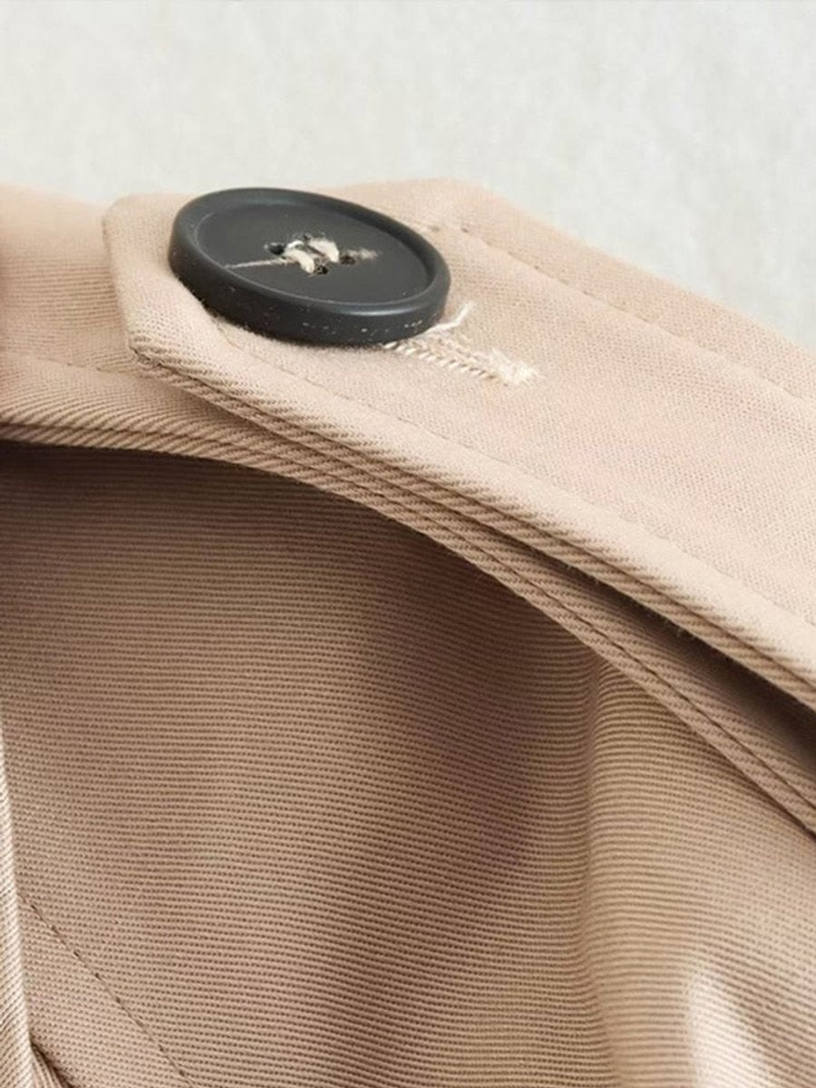 Women's Cropped Double-Breasted Trench Coat Belted Jacket