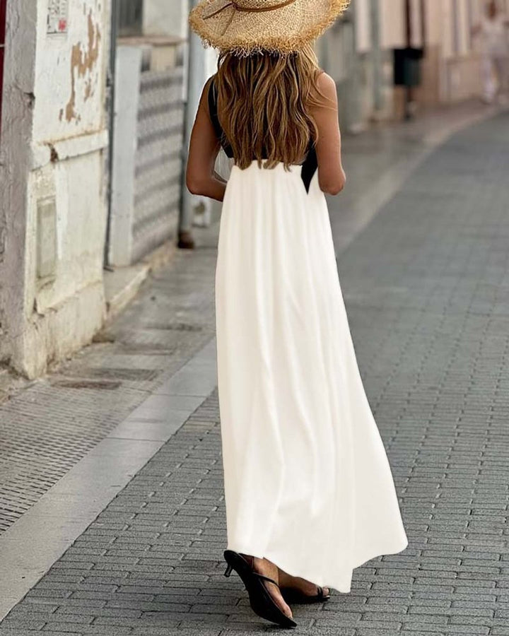 Women's Cross Halter Neck Open Back Maxi Formal Dress