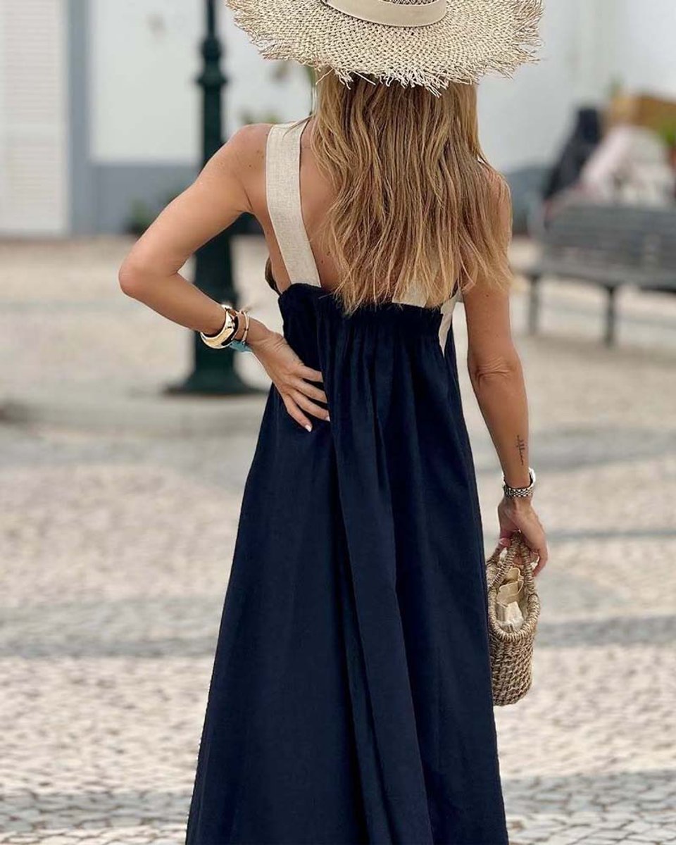 Women's Cross Halter Neck Open Back Maxi Formal Dress